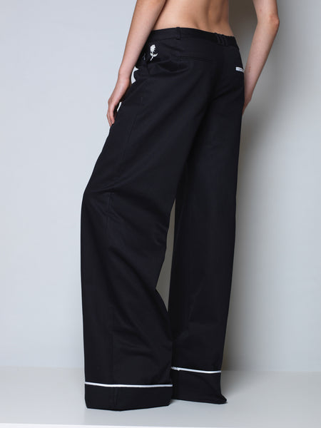 maxi pants in black cotton