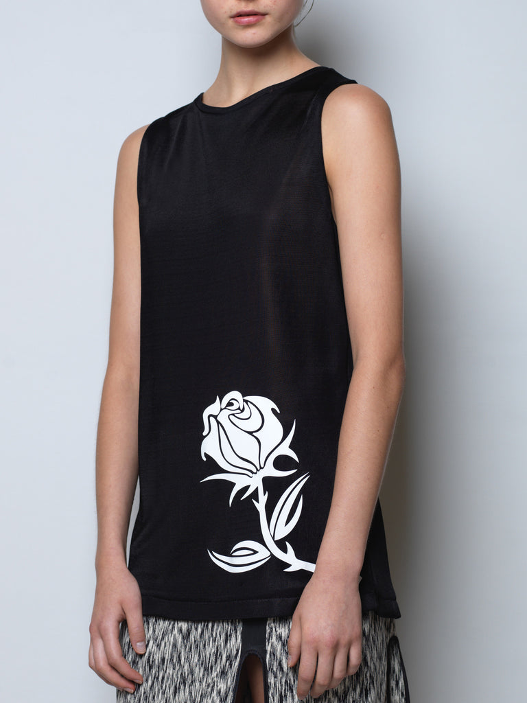 top with rose print and detachable rave sleeves
