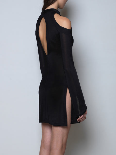 dress with open back and shoulders