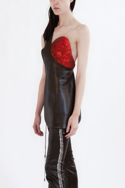 bustier top 'fury' in liquid acetate and flower jacquard