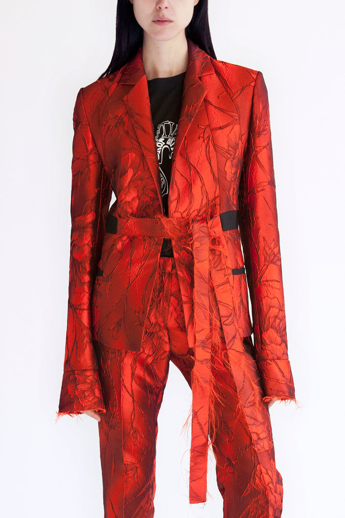 tailored suit jacket in lava flower jacquard