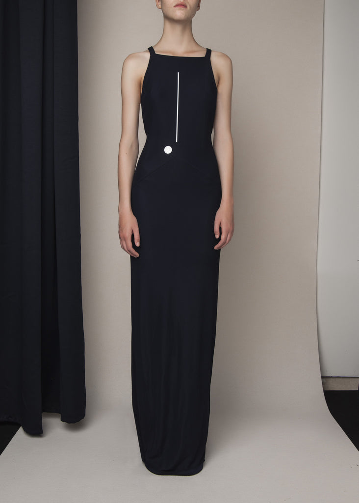 evening gown in navy viscose knit